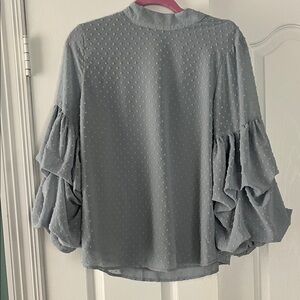 Pinkblush Maternity Light Blue Swiss Dot Ruffle Sleeve Blouse